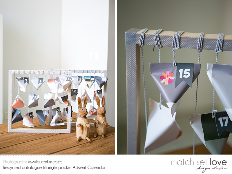 Recycled catalogue triangle pocket Advent Calendar 8
