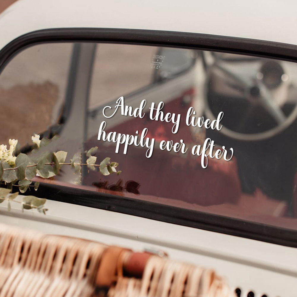 And They Lived Happily Ever After Wedding Sign Sticker Match Set